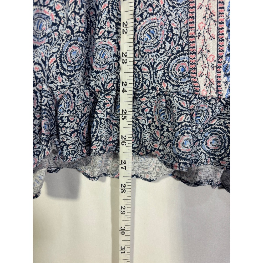 Festival Boho Paisley Cynthia Rowley Peasant Blouse Women 1X Blue Pink - Picture 6 of 7